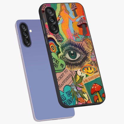 Mystic Eye Wonderland Glass Case displayed in angled mockup highlighting magical eye illustration with dreamy aesthetic.