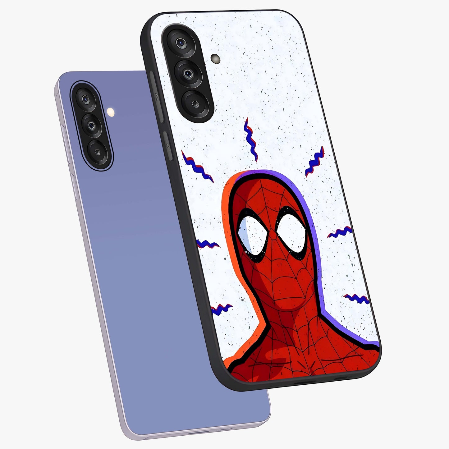 Omg Spiderman Glass Case displayed in angled mockup highlighting dynamic hero illustration with action comic aesthetic.
