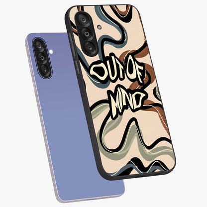 Out Of Mind Glass Case displayed in angled mockup highlighting bold statement design with modern artistic aesthetic.