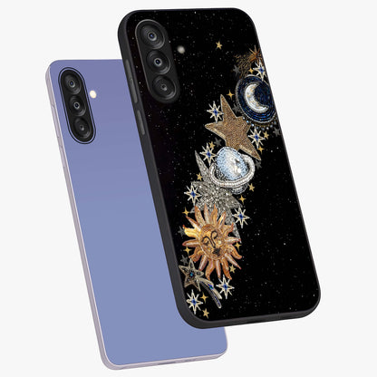 Pearls Universe Object Glass Case displayed in angled mockup highlighting celestial pearl design with dreamy aesthetic.