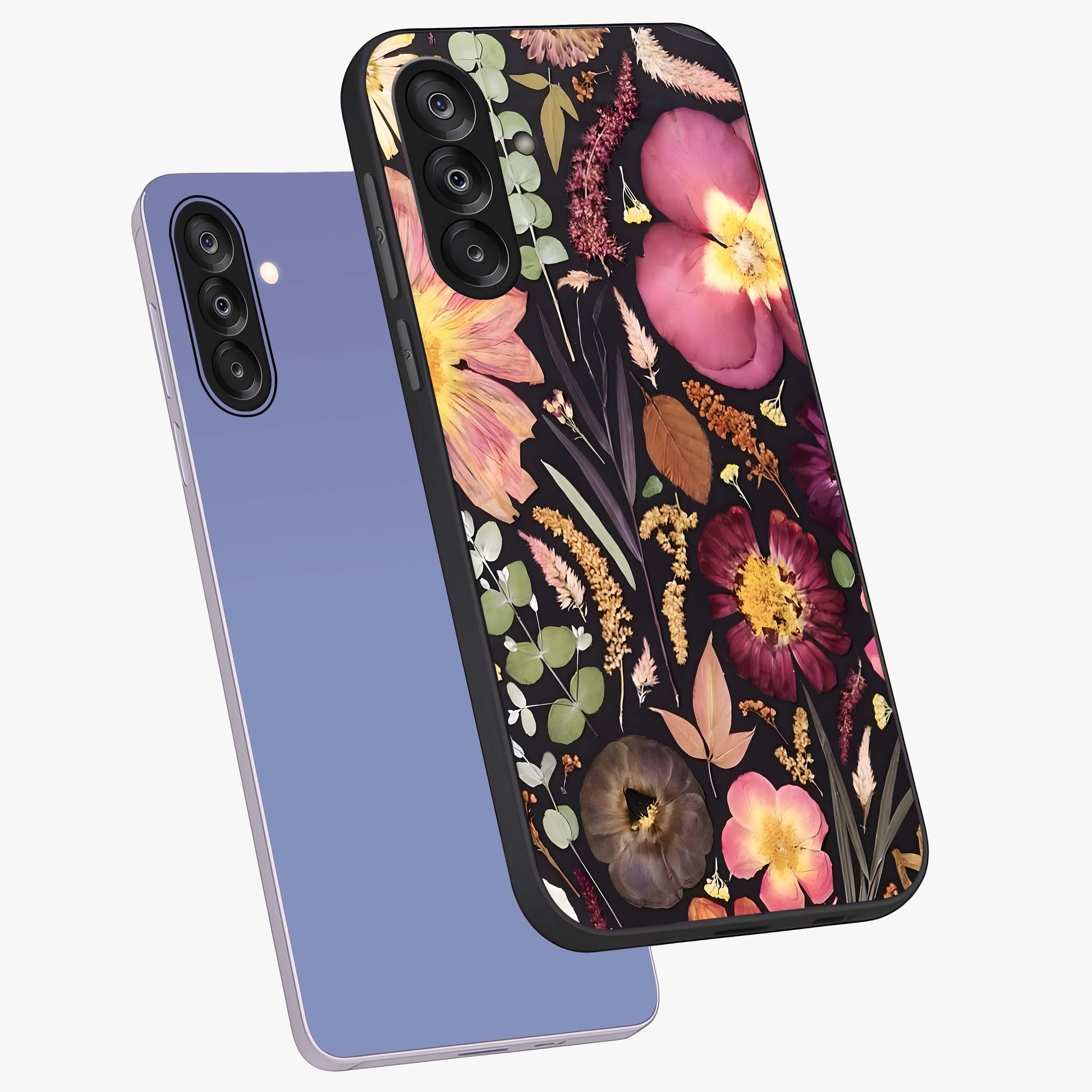 Petal Dream Tapestry Glass Case displayed in angled mockup highlighting decorative petal pattern with elegant botanical aesthetic.