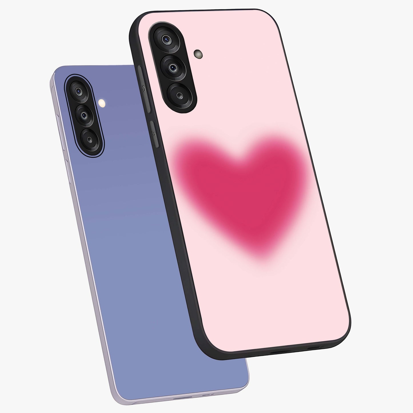 Pink Aura Heart Glass Case displayed in angled mockup highlighting vibrant pink heart design with dreamy aura aesthetic.