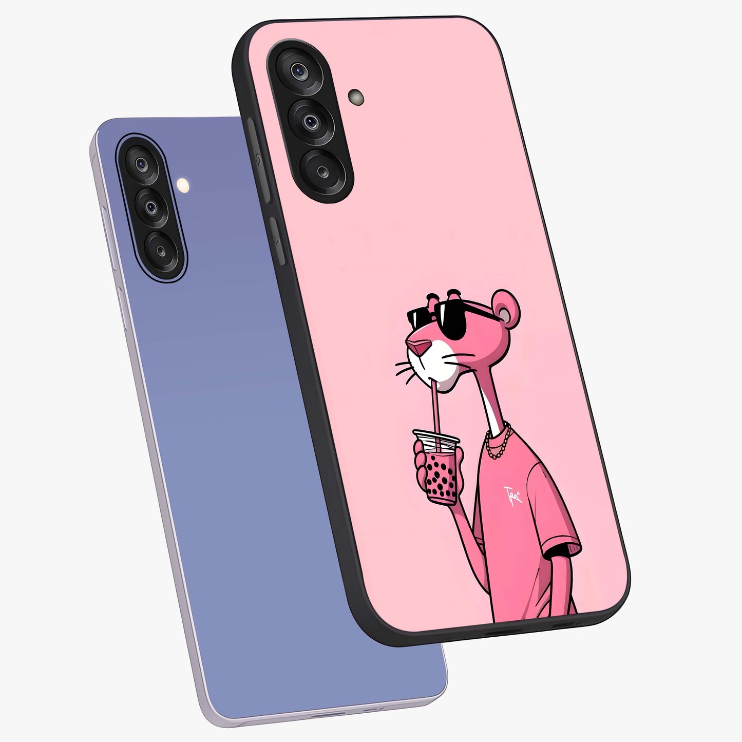 Pink Panther Glass Case displayed in angled mockup highlighting playful cartoon character design with vibrant pink aesthetic.