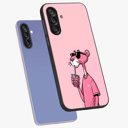 Pink Panther Glass Case displayed in angled mockup highlighting playful cartoon character design with vibrant pink aesthetic.