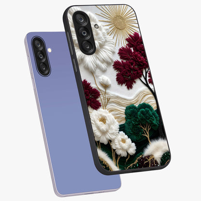 Radiant Bloom Elegance Glass Case displayed in angled mockup highlighting graceful floral design with radiant aesthetic style.