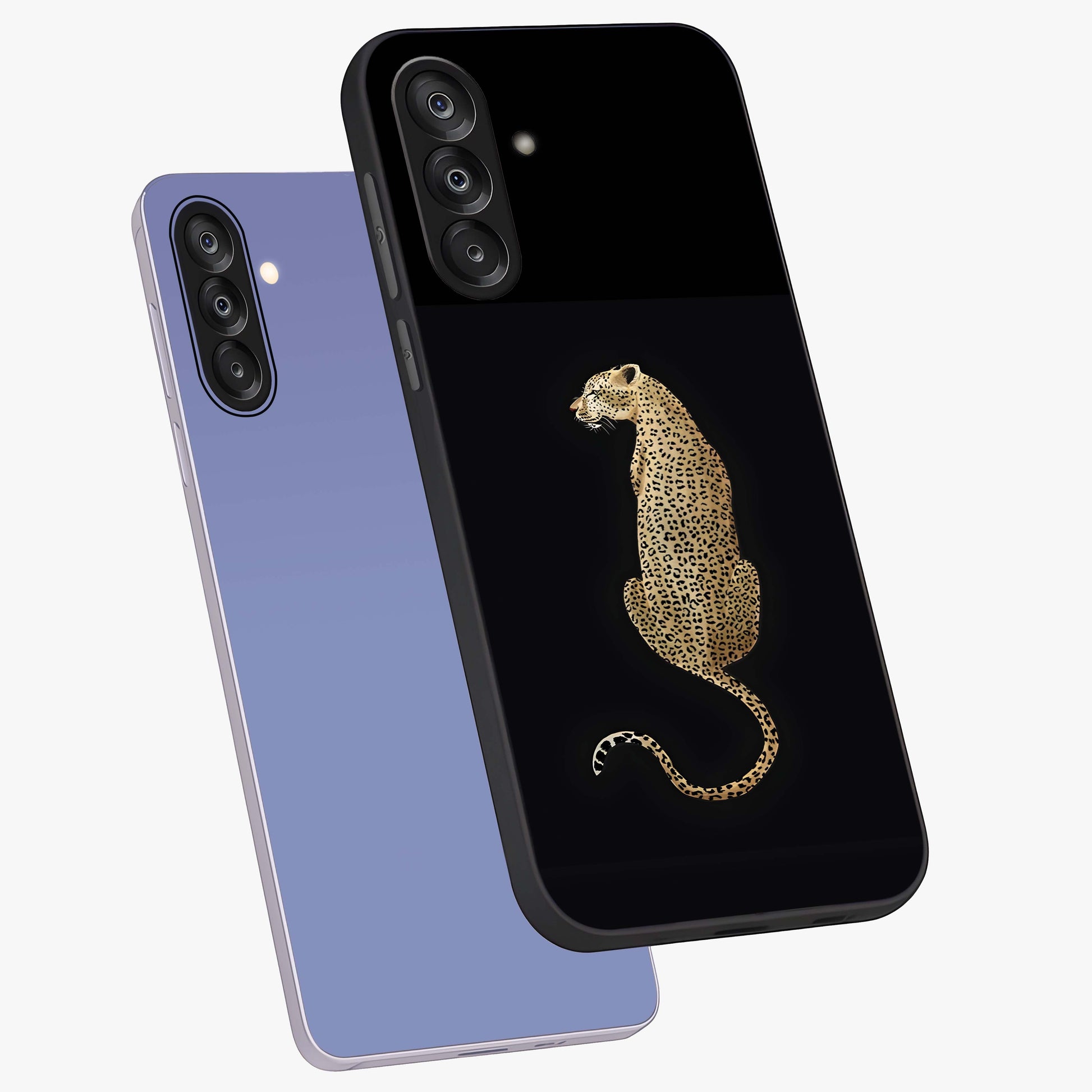 Regal Leopard Glass Case displayed in angled mockup highlighting powerful animal illustration with stylish wild aesthetic.