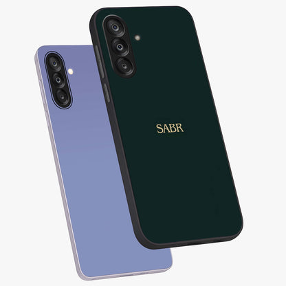 Sabr Minimal Patience Glass Case displayed in angled mockup highlighting simple inspirational design with clean aesthetic style.