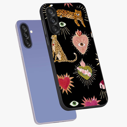 Sacred Jungle Heart Glass Case displayed in angled mockup highlighting lush tropical design with natural aesthetic style.