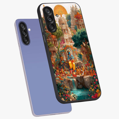 Sacred Sunlight Gods Glass Case displayed in angled mockup highlighting radiant spiritual design with celestial aesthetic.