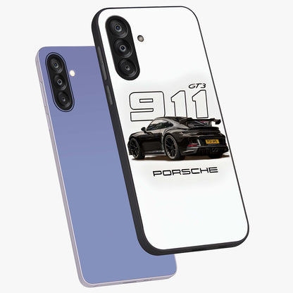 Turbo Legacy Icon Glass Case displayed in angled mockup highlighting dynamic automotive design with performance aesthetic.