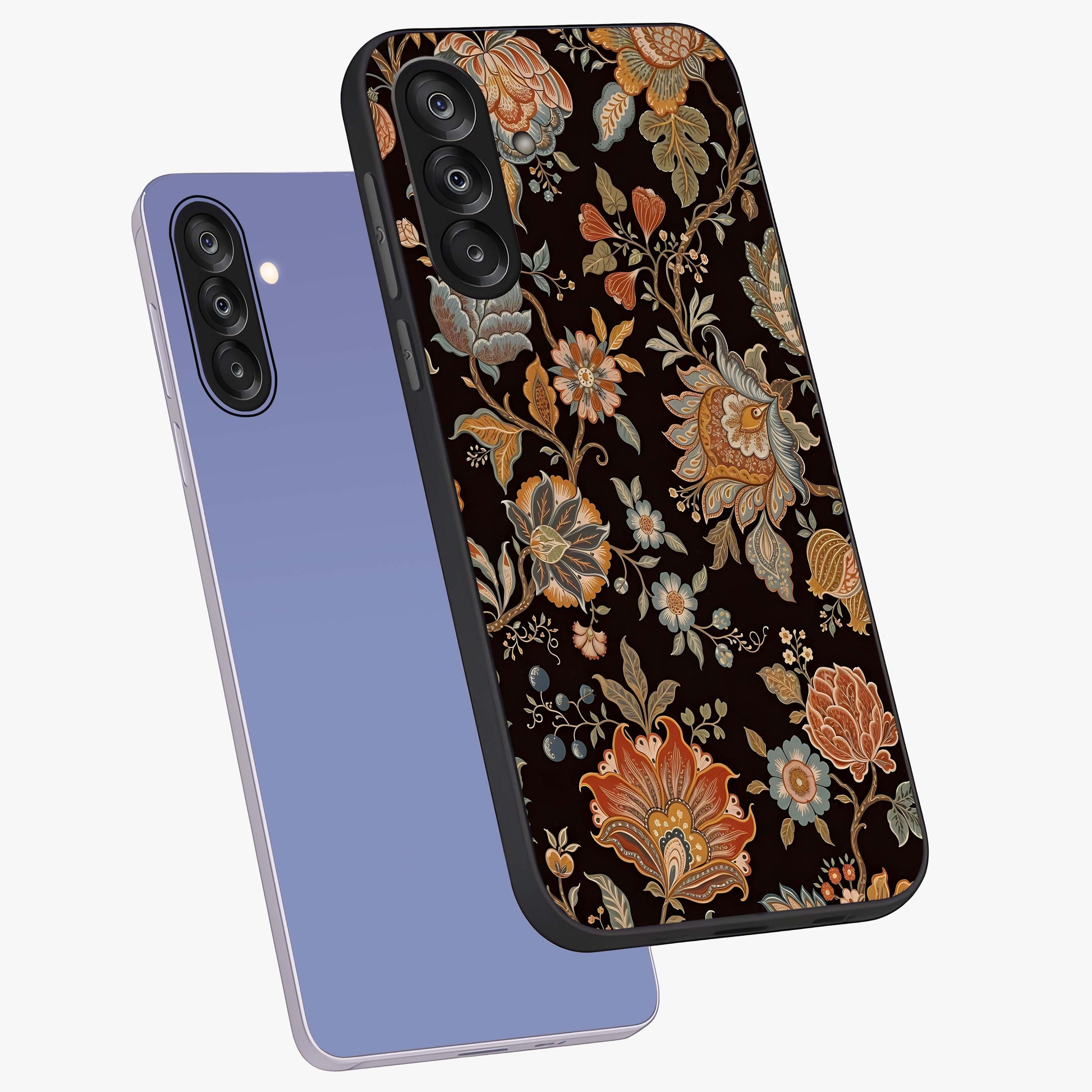 Vintage Floral Dream Glass Case displayed in angled mockup highlighting elegant vintage flower design with soft aesthetic style.