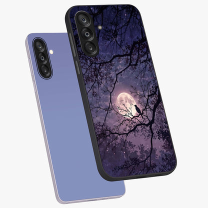 Whispering Moon Silence Glass Case displayed in angled mockup highlighting calm lunar design with dreamy night aesthetic.