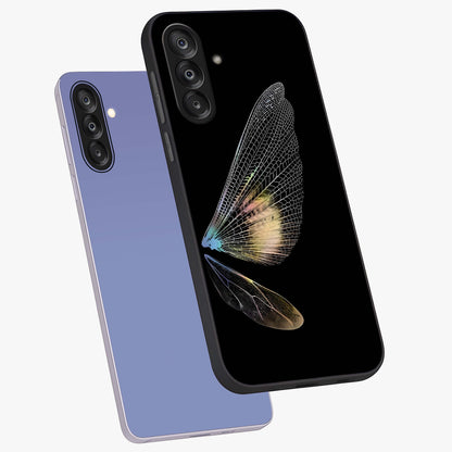 Whispers Of Wings Glass Case displayed in angled mockup highlighting soft feather design with celestial aesthetic style.