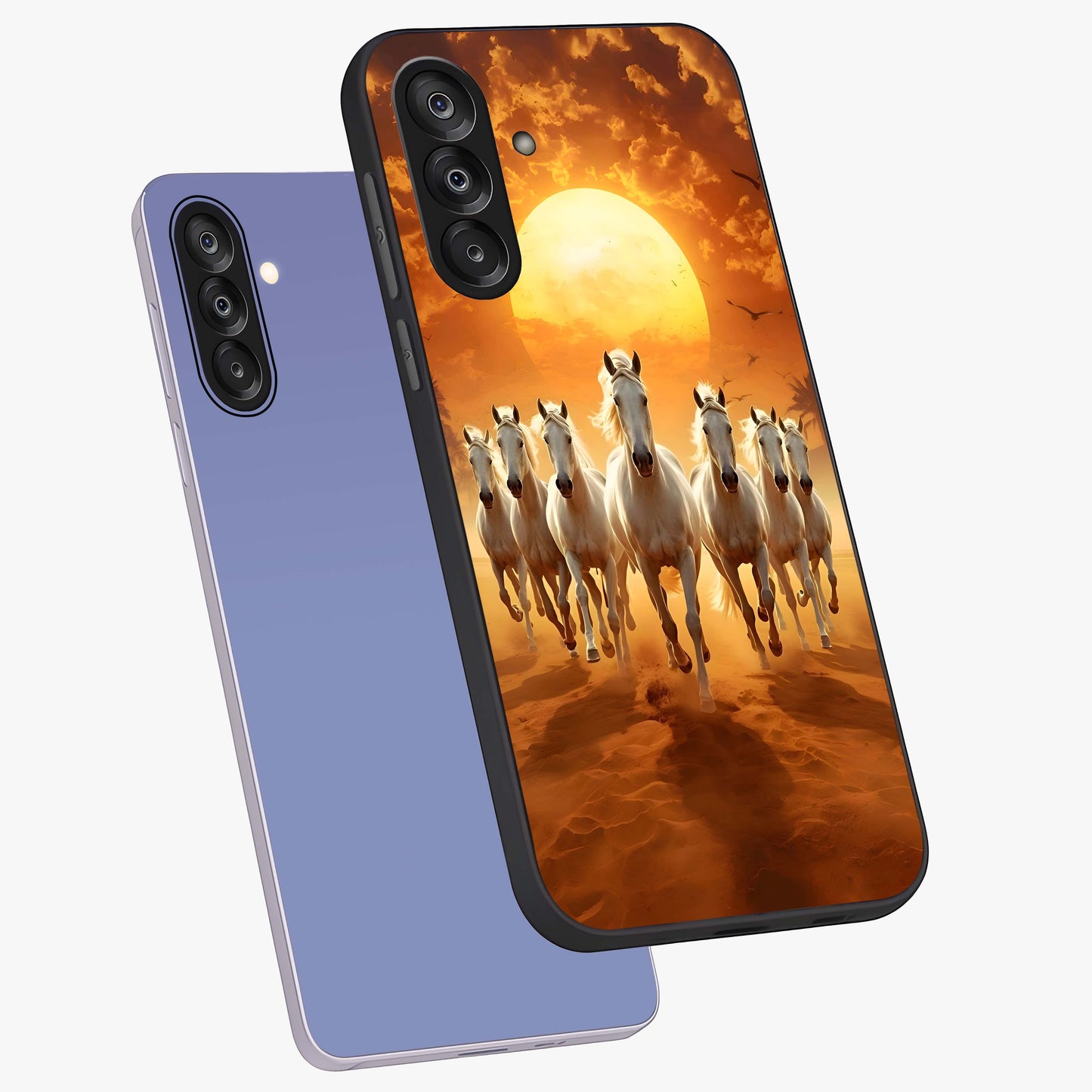 Wild Sunset Majesty Glass Case displayed in angled mockup highlighting vibrant sunset sky design with scenic aesthetic.