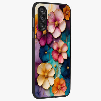 Artlyn Grace Flower Pattern Glass Case upright view showcasing graceful floral artwork with aesthetic botanical style.