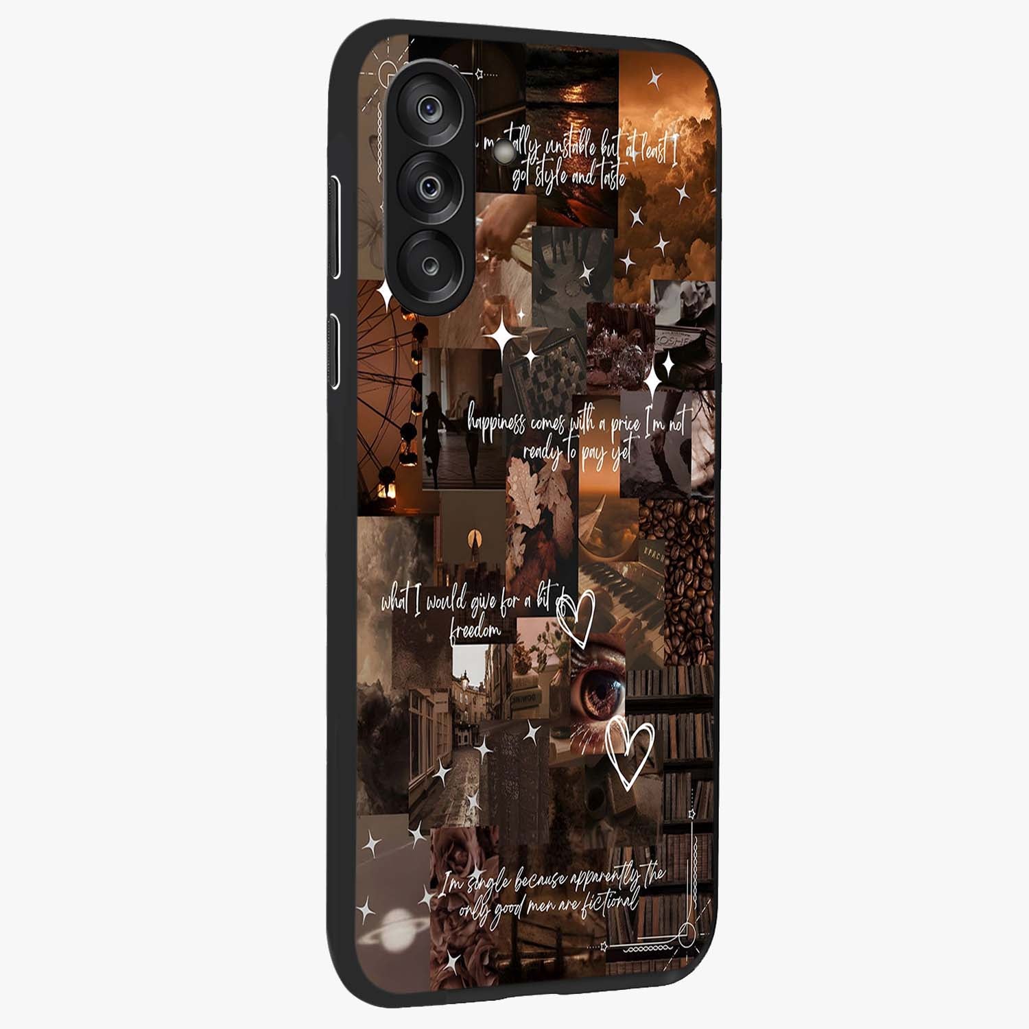 Bittersweet Aesthetic Chaos Glass Case upright view showcasing bold artistic chaos design with modern aesthetic style.