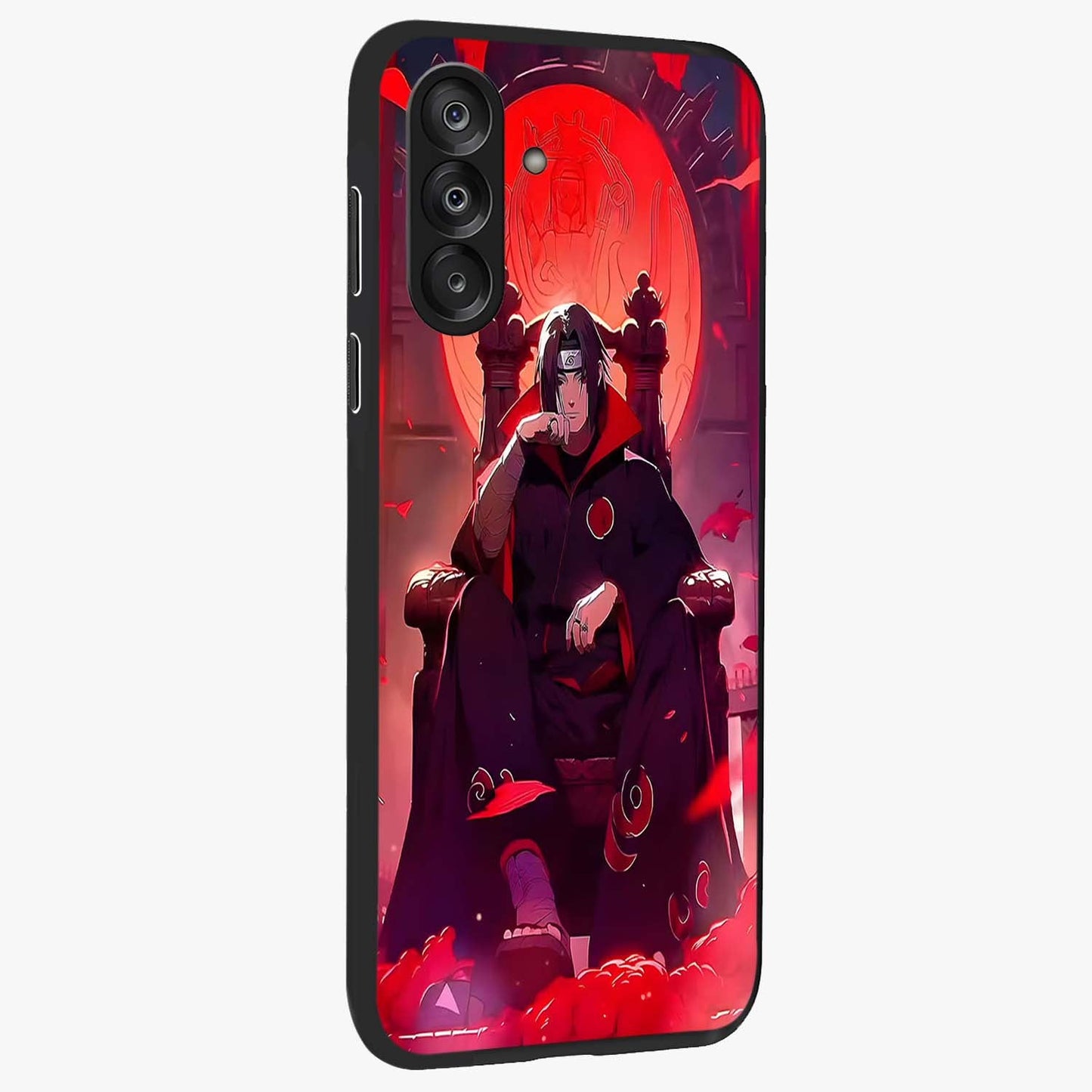 Blood Moon Sovereign Glass Case upright view showcasing powerful moon inspired artwork with cosmic aesthetic style.
