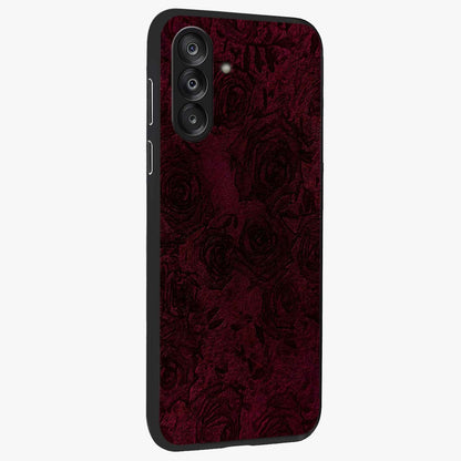 Crimson Fade Flow Glass Case upright view showcasing dynamic crimson flow artwork with stylish abstract theme.