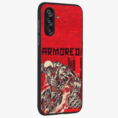 Crimson Mecha Titan Glass Case upright view showcasing dynamic robotic titan design with sci-fi inspired theme.
