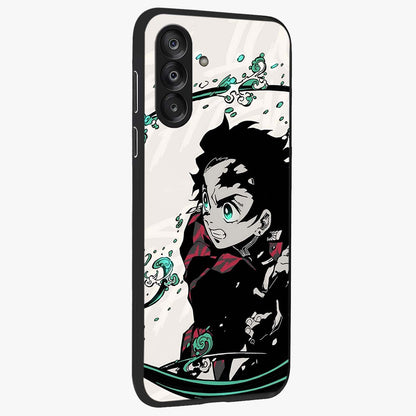 Demon Slayer Glass Case upright view showcasing powerful anime artwork with intense warrior theme.