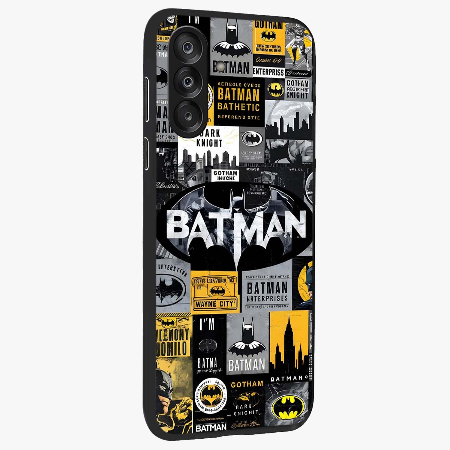 Knight Gotham Rise Glass Case upright view showcasing bold vigilante themed artwork with gothic city vibe.