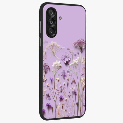 Lavender Blossom Dream Glass Case upright view showcasing delicate lavender blossom artwork with peaceful floral theme.