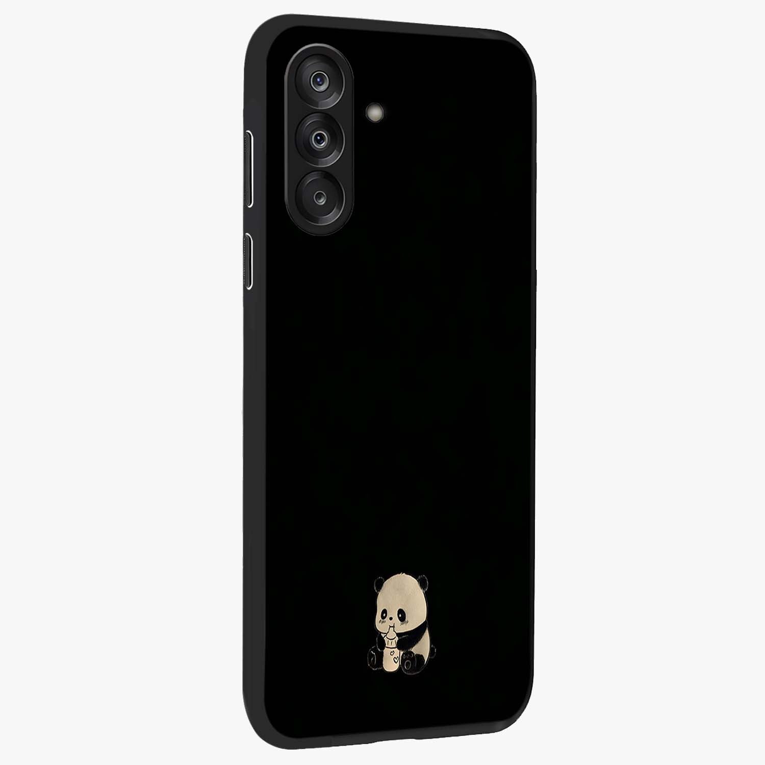 Midnight Panda Love Glass Case upright view showcasing charming panda artwork with playful romantic theme.