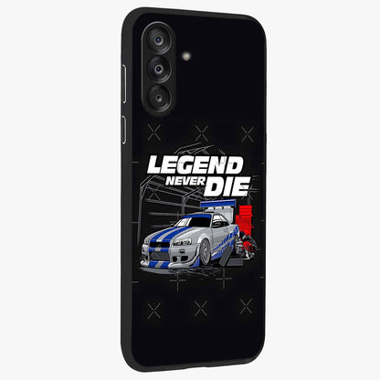 Midnight Racing Legacy Glass Case upright view showcasing powerful racing artwork with modern sports theme.