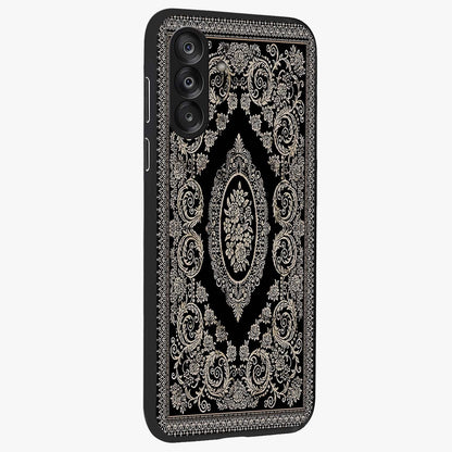 Noir Bloom Elegance Glass Case upright view showcasing graceful floral artwork with luxurious dark theme.