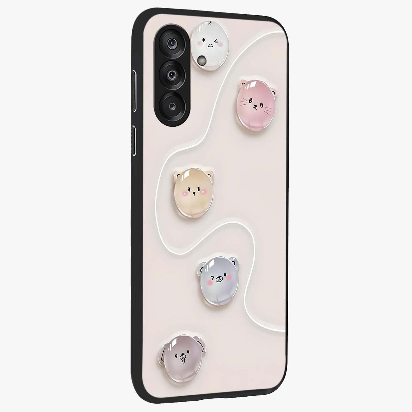 Puffy Face Parade Glass Case upright view showcasing adorable character artwork with cheerful animated theme.
