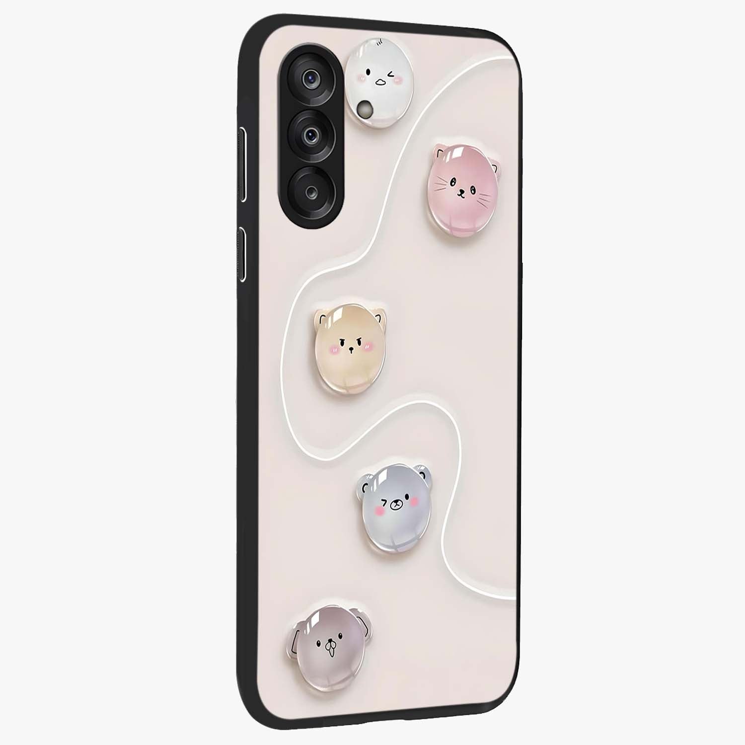 Puffy Face Parade Glass Case upright view showcasing adorable character artwork with cheerful animated theme.