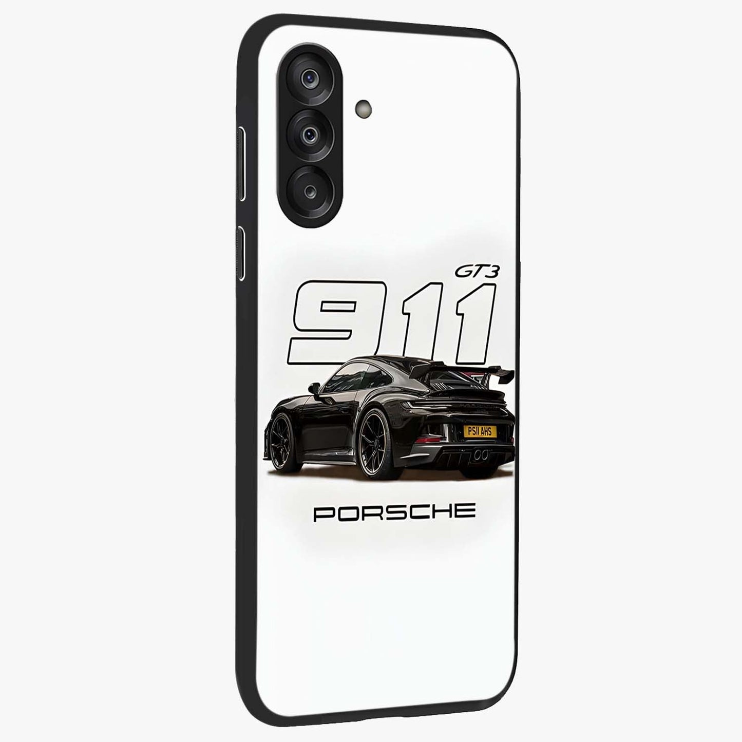 Turbo Legacy Icon Glass Case upright view showcasing bold racing inspired artwork with classic car theme.
