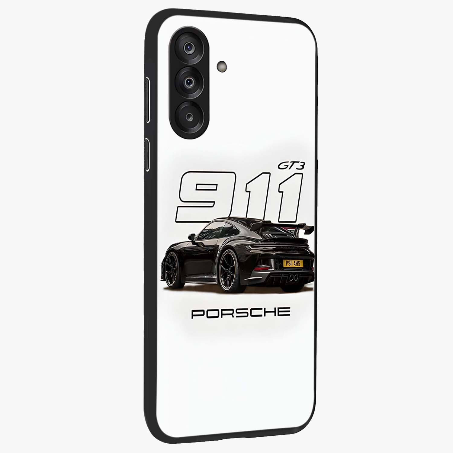 Turbo Legacy Icon Glass Case upright view showcasing bold racing inspired artwork with classic car theme.