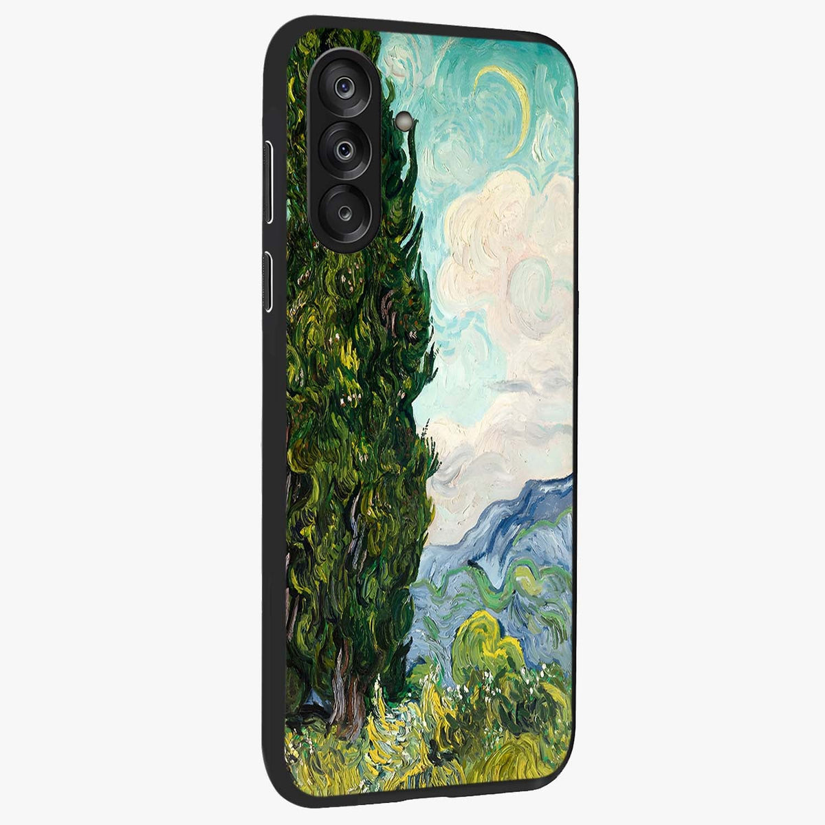 Van Gogh Vintage Art Glass Case upright view showcasing elegant vintage painting artwork with artistic heritage theme.