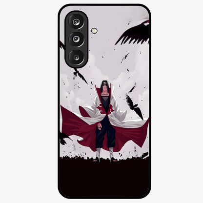Crimson Crow Ascension Glass Case showing flat back view with mystical crow artwork and glossy glass finish.