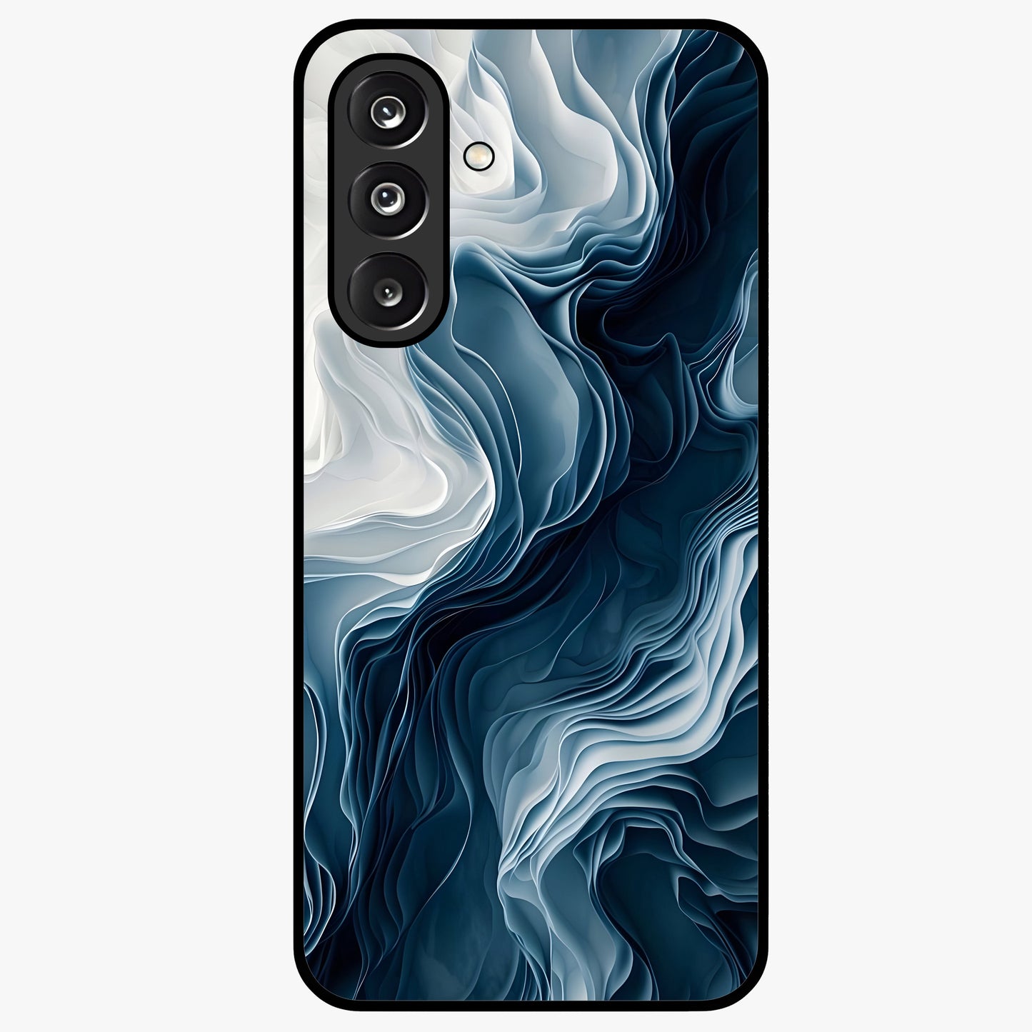 Ethereal Paper Marble Glass Case showing flat back view with soft marble paper texture artwork and glossy glass finish.