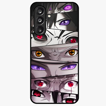 Eyes of Destiny Glass Case showing flat back view with striking eye themed artwork and glossy glass finish.