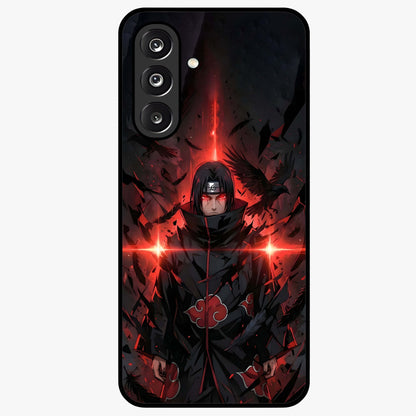 Focused Blade Discipline Glass Case showing flat back view with warrior sword themed artwork and glossy glass finish.