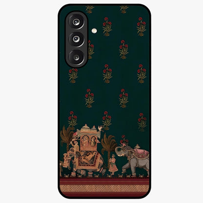 Macmerise Glass Case showing flat back view with stylish modern artwork and glossy glass finish.