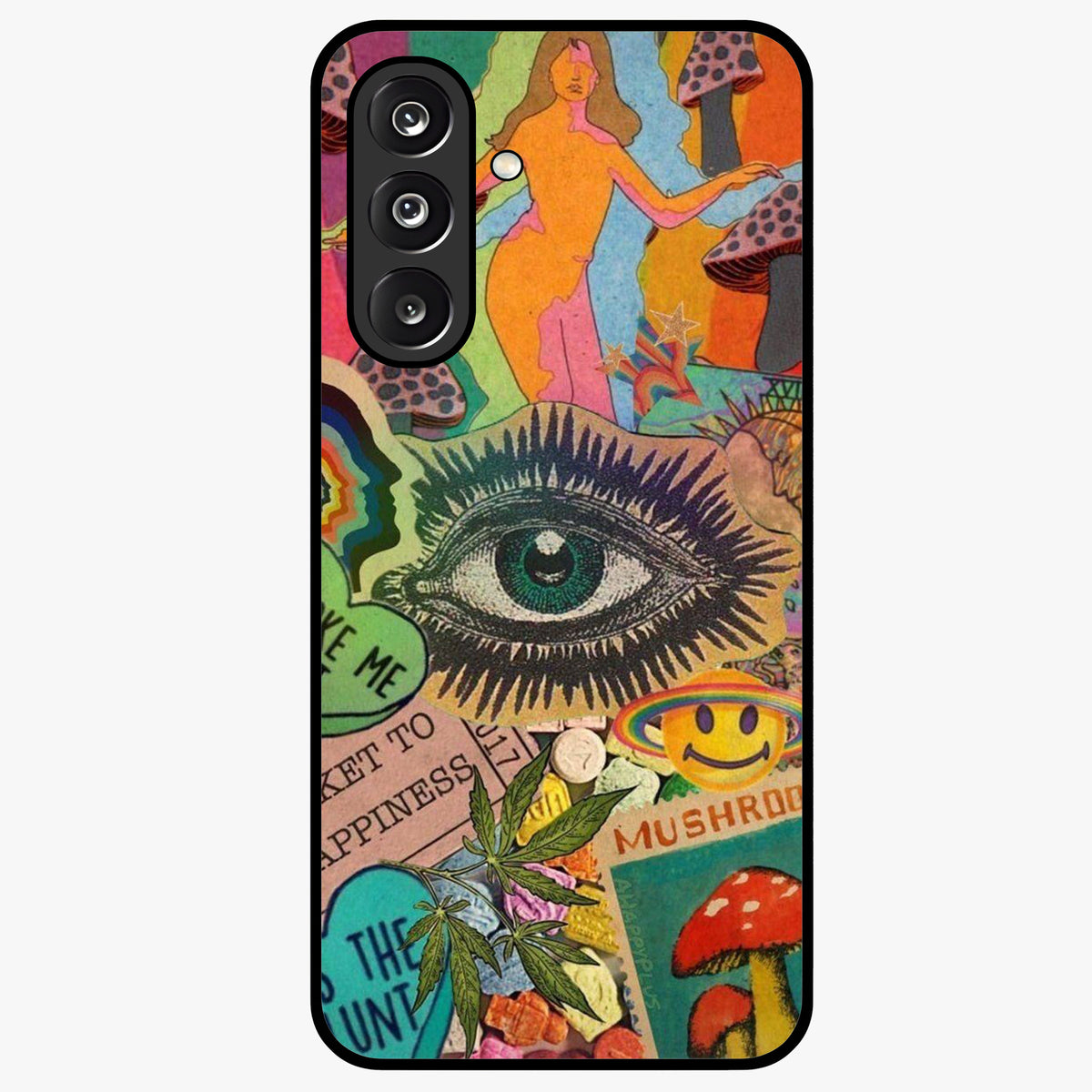 Mystic Eye Wonderland Glass Case showing flat back view with mystical eye themed artwork and glossy glass finish.