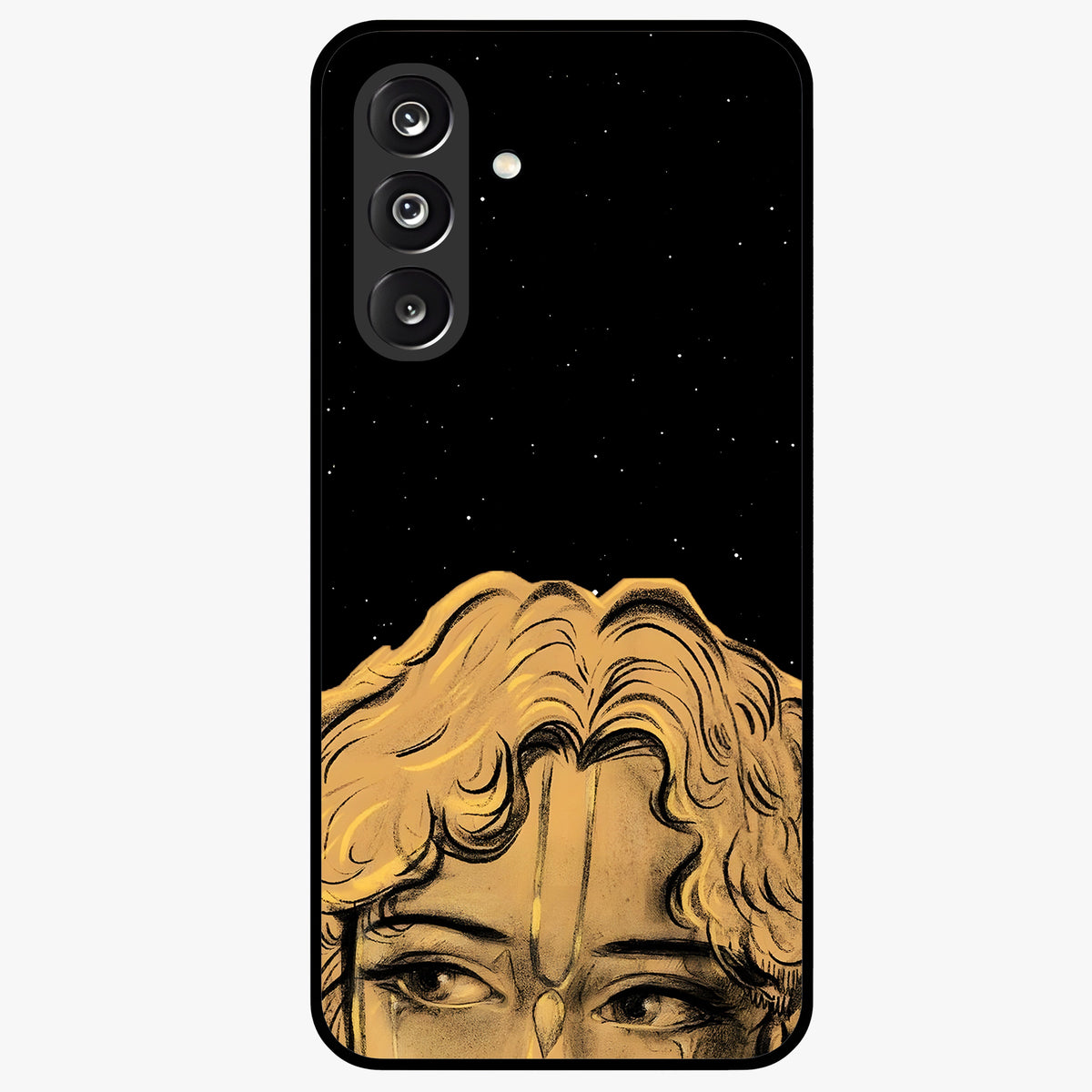 Shri Krishna Art Glass Case showing flat back view with devotional Krishna artwork and glossy glass finish.