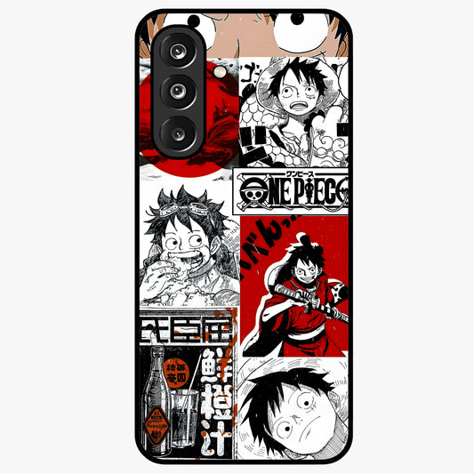Strawhat Chaos Panels Glass Case showing flat back view with anime inspired chaos panel artwork and glossy glass finish.