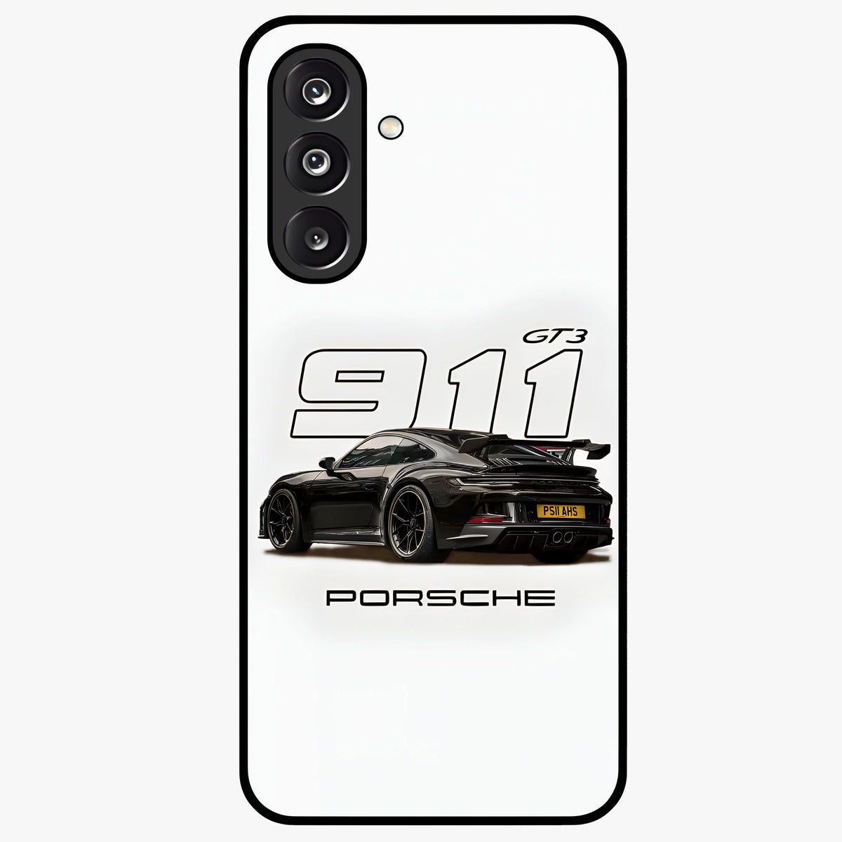 Turbo Legacy Icon Glass Case showing flat back view with iconic sports car inspired artwork and glossy glass finish.