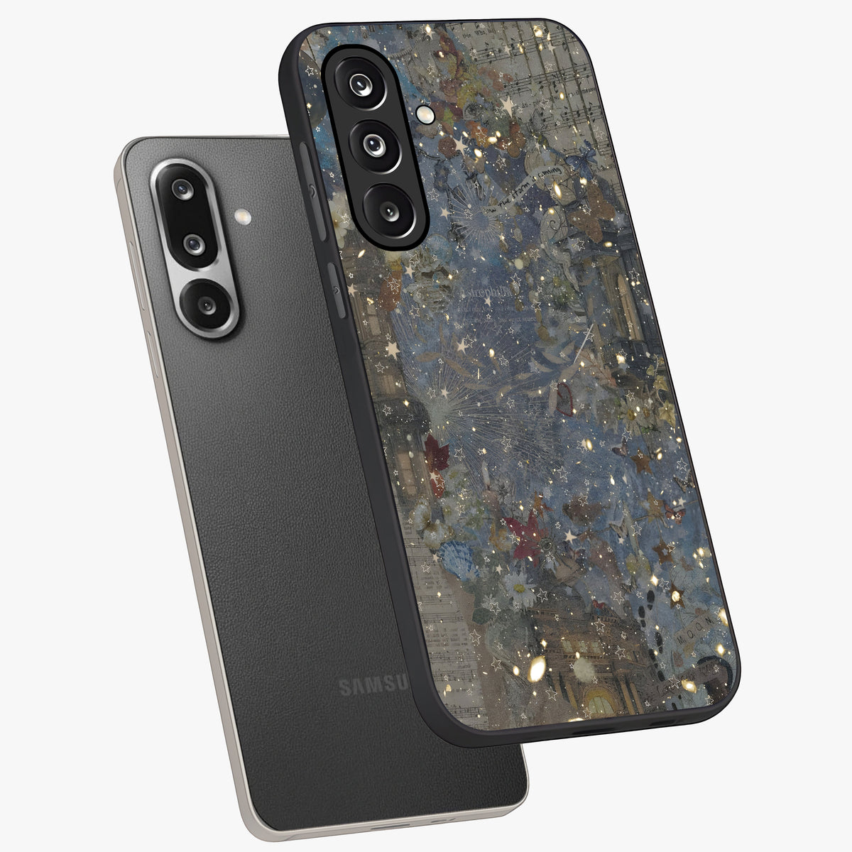 Aesthetic Astrolophia Glass Case displayed in angled mockup highlighting artistic aesthetic elements and smooth glass surface.