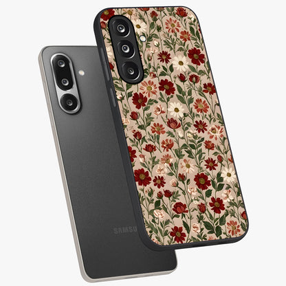 Biege Flower With Leaf Glass Case displayed in angled mockup highlighting minimal floral leaf design and elegant aesthetic.