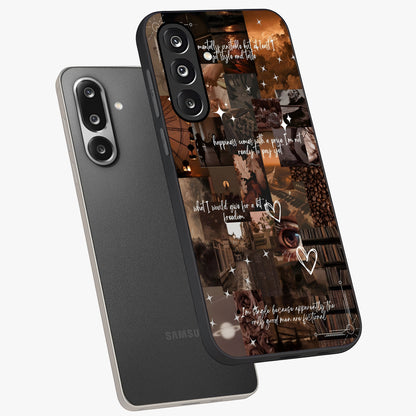 Bittersweet Aesthetic Chaos Glass Case displayed in angled mockup highlighting expressive abstract artwork and edgy aesthetic theme.