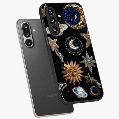 Celestial Gem Constellations Glass Case displayed in angled mockup highlighting gemstone inspired constellation design.