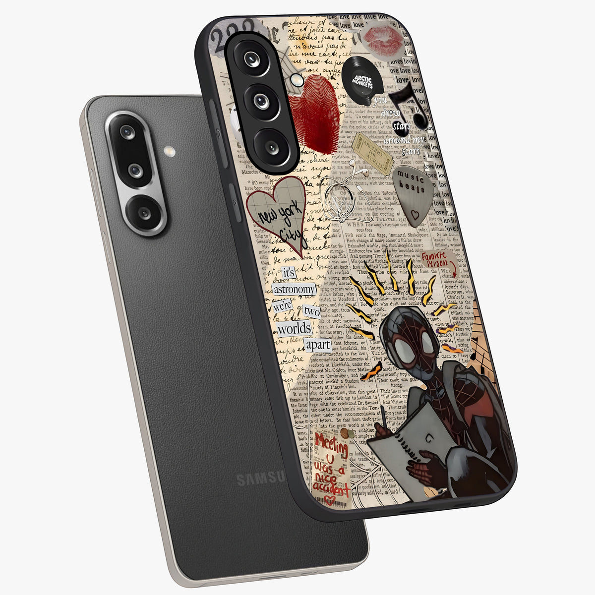 City Dream Sketch Glass Case displayed in angled mockup highlighting minimal city illustration with aesthetic sketch style.