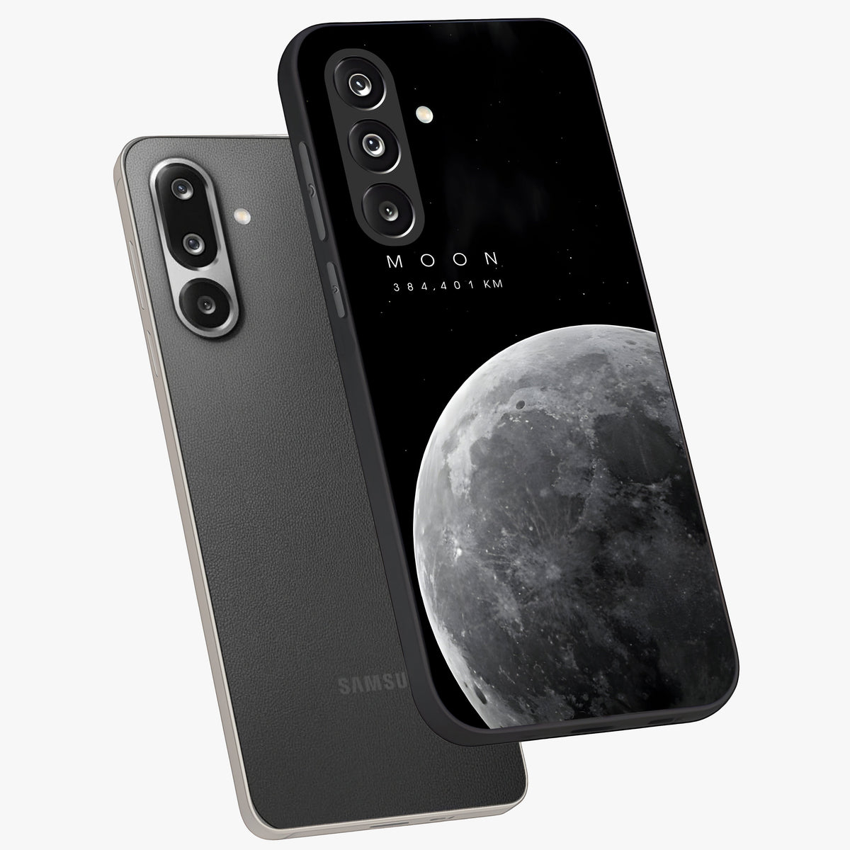Cosmic Moon Glow Glass Case displayed in angled mockup highlighting celestial moon design with cosmic aesthetic theme.