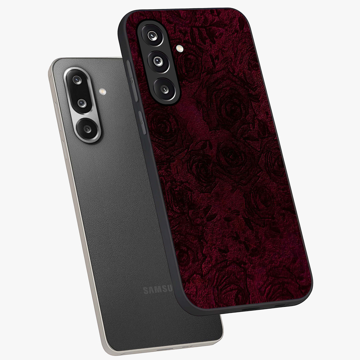 Crimson Fade Flow Glass Case displayed in angled mockup highlighting smooth gradient design with modern aesthetic style.
